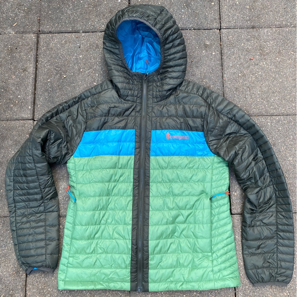 Cotopaxi Capa Hooded Jacket. Women’s Medium. Grey Green Blue